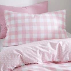 Gingham Pink Duvet Cover And Pillowcase Set -IT Luggage Kids Sales Store 30608077 alt01