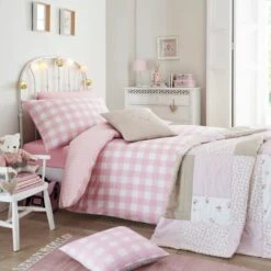 Gingham Pink Duvet Cover And Pillowcase Set -IT Luggage Kids Sales Store 30608078 alt08