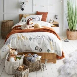 Safari Natural 100% Cotton Single Duvet Cover And Pillowcase Set