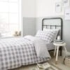 Bianca Check And Stripe 100% Cotton Duvet Cover And Pillowcase Set