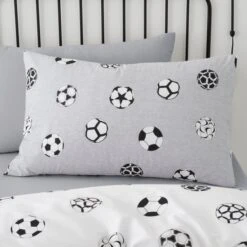 Football Grey And White Reversible Duvet Cover And Pillowcase Set -IT Luggage Kids Sales Store 30732458 alt01
