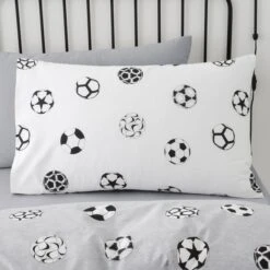 Football Grey And White Reversible Duvet Cover And Pillowcase Set -IT Luggage Kids Sales Store 30732459 alt03