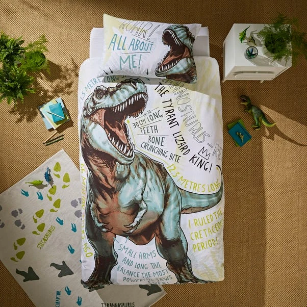 All About T-Rex 100% Cotton Duvet Cover And Pillowcase Set 1 All About T-Rex 100% Cotton Duvet Cover And Pillowcase Set