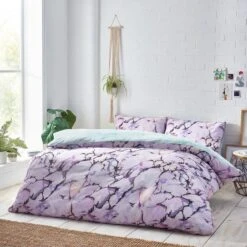 Style Lab Marble Duvet Cover And Pillowcase Set