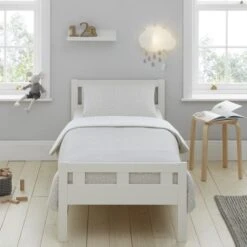 Grey Spotted 100% Jersey Cotton Reversible Cot Bed / Toddler Duvet Cover And Pillowcase Set