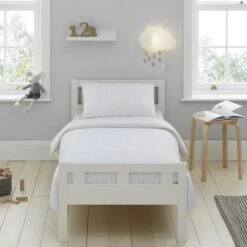 Grey Spotted 100% Jersey Cotton Reversible Cot Bed / Toddler Duvet Cover And Pillowcase Set -IT Luggage Kids Sales Store 30755622 alt02