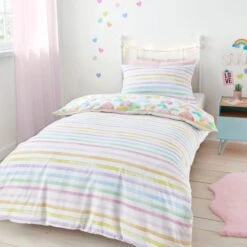 Rainbow Hearts Duvet Cover And Pillowcase Set -IT Luggage Kids Sales Store 30792069 alt01