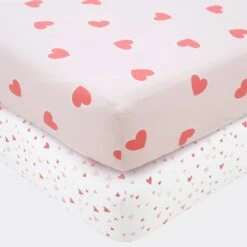 Pack Of 2 Love Hearts Fitted Sheets 5 Pack Of 2 Love Hearts Fitted Sheets -IT Luggage Kids Sales Store 30792113