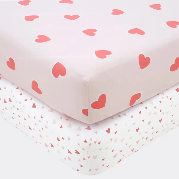 Pack Of 2 Love Hearts Fitted Sheets 3 Pack Of 2 Love Hearts Fitted Sheets - Image 3