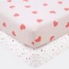 Pack Of 2 Love Hearts Fitted Sheets