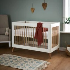 Obaby Maya Mini Cot Bed, White & Natural Pine