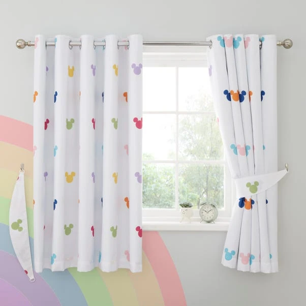 Disney Mickey Mouse Rainbow Blackout Eyelet Curtains 2 Disney Mickey Mouse Rainbow Blackout Eyelet Curtains - Image 2