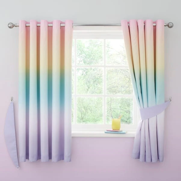 Rainbow Ombre Blackout Eyelet Curtains 2 Rainbow Ombre Blackout Eyelet Curtains - Image 2