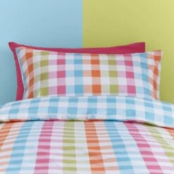 Rainbow Gingham Duvet Cover And Pillowcase Set 14 Rainbow Gingham Duvet Cover And Pillowcase Set -IT Luggage Kids Sales Store 30861239 alt02