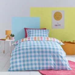 Rainbow Gingham Duvet Cover And Pillowcase Set 19 Rainbow Gingham Duvet Cover And Pillowcase Set -IT Luggage Kids Sales Store 30861240 alt01