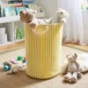 Kids Fabric Ochre Stripe Toy Storage Bag