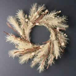 Artificial Faux Pampas Neutrals Wreath