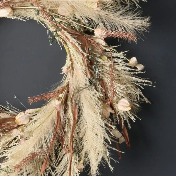 Artificial Faux Pampas Neutrals Wreath 2 Artificial Faux Pampas Neutrals Wreath - Image 2