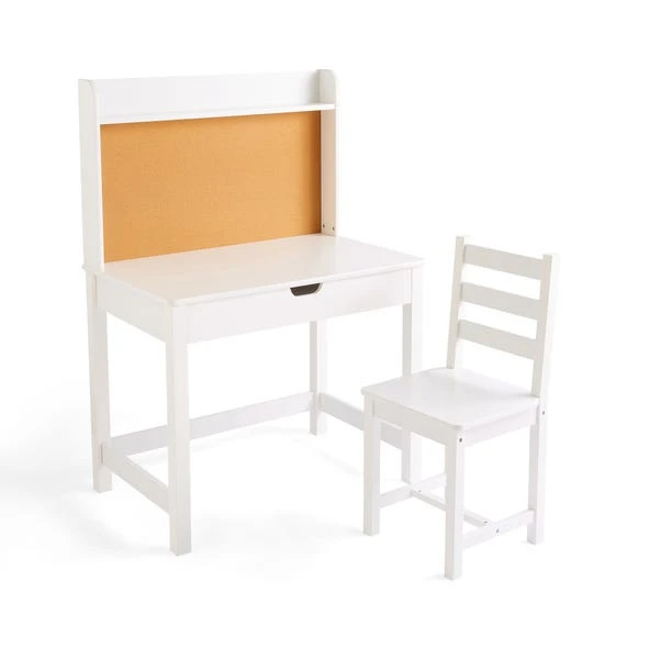 Kids Finley Desk Corkboard And Chair, White 7 Kids Finley Desk Corkboard And Chair, White - Image 7