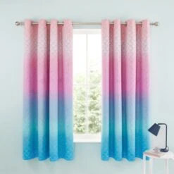 Catherine Lansfield Mermaid Fully Reversible Eyelet Curtains -IT Luggage Kids Sales Store 30880244 alt06