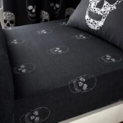 Catherine Lansfield Skulls Fitted Sheet -IT Luggage Kids Sales Store 30880251