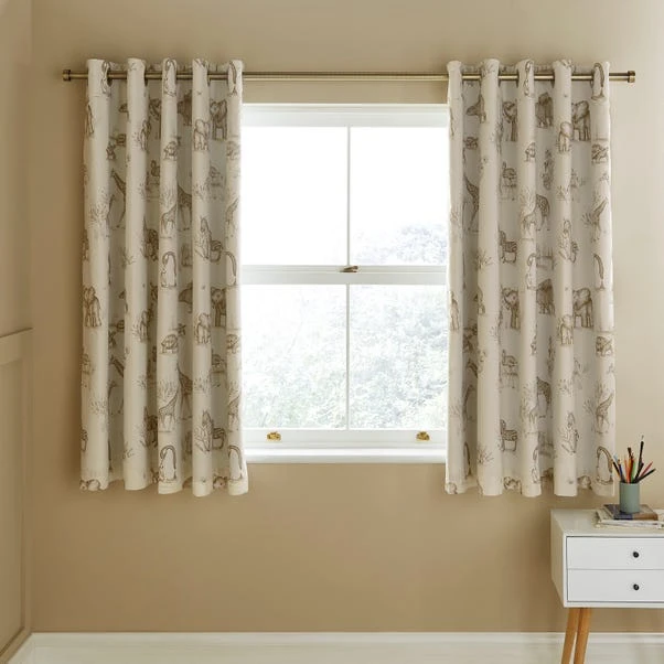 Sketched Animal Eyelet Curtains 1 Sketched Animal Eyelet Curtains