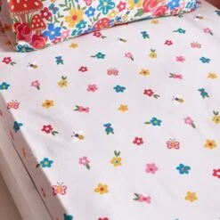 Toadstool Floral Bright Fitted Sheet -IT Luggage Kids Sales Store 30898346