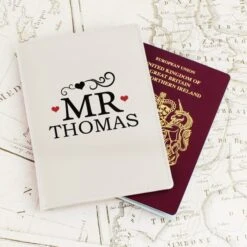 Personalised Mr And Mrs Cream Leather Passport Holders -IT Luggage Kids Sales Store 30908453 alt03
