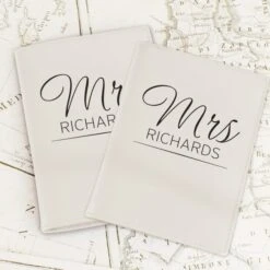 Personalised Classic Mr And Mrs Cream Leather Passport Holders -IT Luggage Kids Sales Store 30908455 alt02