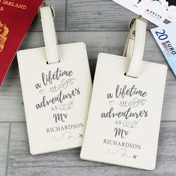 Personalised Lifetime Of Adventures Couples Leather Luggage Tags 2 Personalised Lifetime Of Adventures Couples Leather Luggage Tags - Image 2