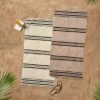 Set Of 2 Catherine Lansfield Banded Stripe Cotton Beach Towels