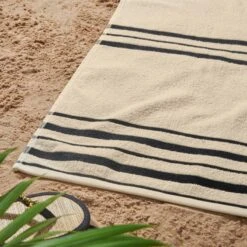 Set Of 2 Catherine Lansfield Banded Stripe Cotton Beach Towels -IT Luggage Kids Sales Store 30911356 alt03