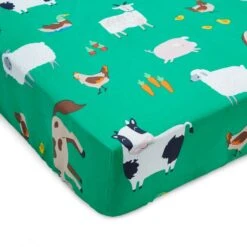Catherine Lansfield Farmyard Animals Green Fitted Sheet -IT Luggage Kids Sales Store 30913733 alt01