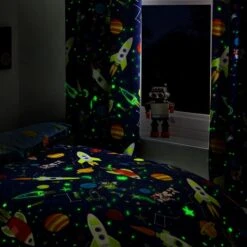 Supersonic Space Glow In The Dark Curtains 5 Supersonic Space Glow In The Dark Curtains -IT Luggage Kids Sales Store 30914854 alt02