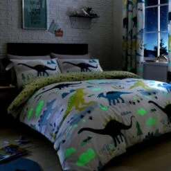 Glow In The Dark Dinosaur Duvet Cover & Pillowcase Set -IT Luggage Kids Sales Store 30914862 alt01