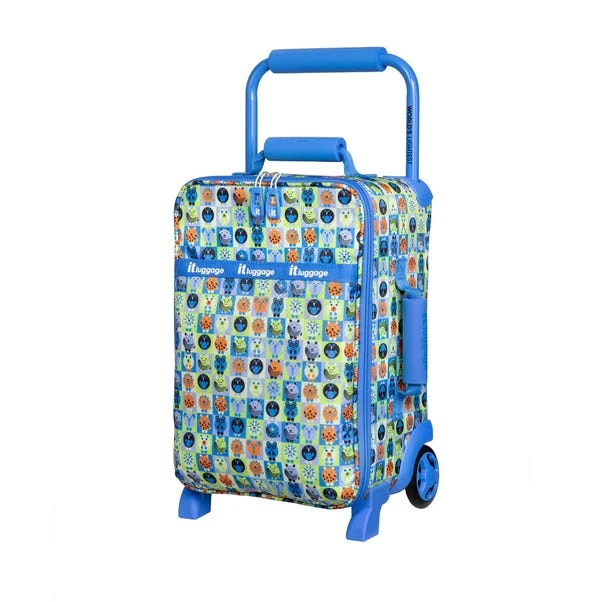IT Luggage Curiosity Soft Shell Kiddies Minimals Blue Suitcase 1 IT Luggage Curiosity Soft Shell Kiddies Minimals Blue Suitcase