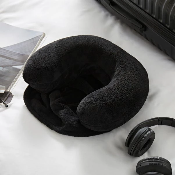 Black Hooded Travel Pillow 1 Black Hooded Travel Pillow