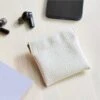 Cream Faux Leather Earphone Pouch