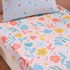 Set Of 2 Bold Floral Thread Count Cotton Fitted Sheets -IT Luggage Kids Sales Store 30937742