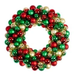 Pre-lit Green & Red Bauble Wreath -IT Luggage Kids Sales Store 30938839 alt03