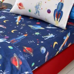 Set Of 2 Space Cotton Fitted Sheets -IT Luggage Kids Sales Store 30945406