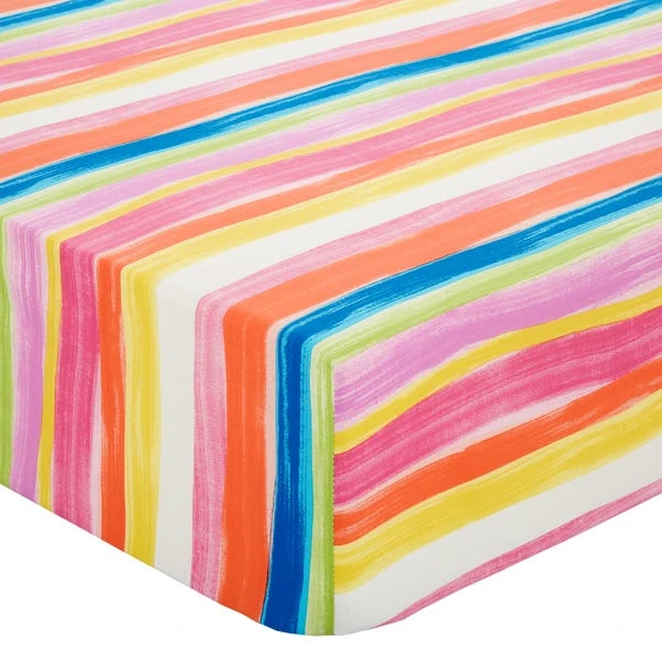 Watercolour Rainbow Cotton Fitted Sheet 4 Watercolour Rainbow Cotton Fitted Sheet - Image 4