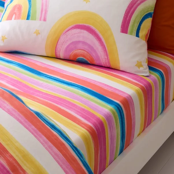 Watercolour Rainbow Cotton Fitted Sheet 1 Watercolour Rainbow Cotton Fitted Sheet