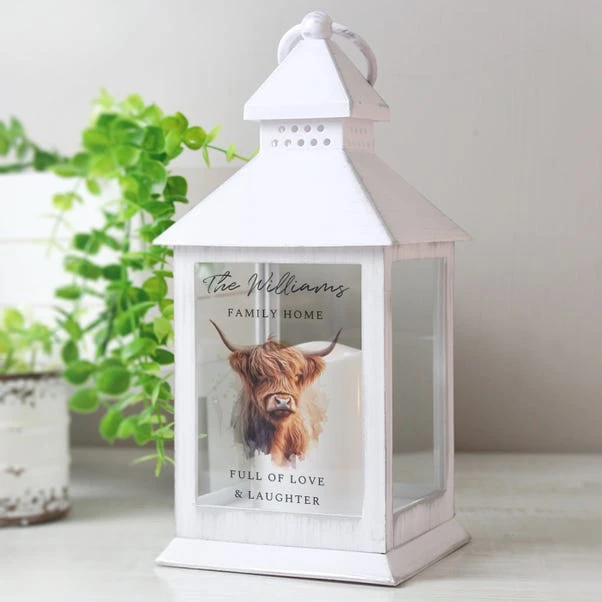 Personalised Highland Cow LED Lantern 1 Personalised Highland Cow LED Lantern