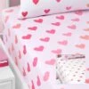Catherine Lansfield Hearts And Stripes Single Fitted Sheet