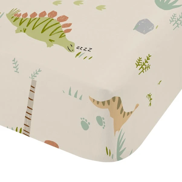 Catherine Lansfield Sleepy Dino Polycotton Fitted Sheet 2 Catherine Lansfield Sleepy Dino Polycotton Fitted Sheet - Image 2