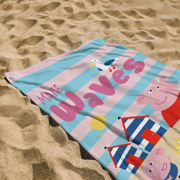 Peppa Pig Waves Cotton Beach Towel 1 Peppa Pig Waves Cotton Beach Towel